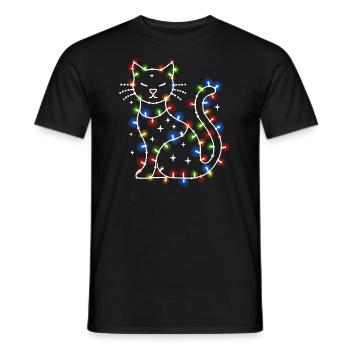 Cat Christmas Holiday Time - Men's T-Shirt - black - Front - AI Model Male 178 light (178cm)