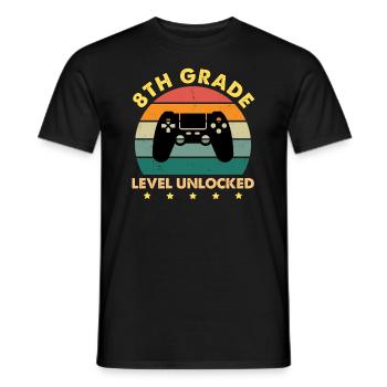 8th Grade Level Unlocked Vintage Sunset - Men's T-Shirt - black - Front - AI Model Male 178 light (178cm)