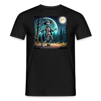 Mysterious Skeleton in Hat and Jacket - Men's T-Shirt - black - Front - AI Model Male 178 light (178cm)