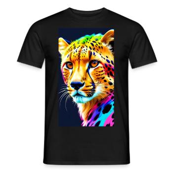 Cheetah Front - Männer T-Shirt - Schwarz - Vorne - AI Model Male 178 light (178cm)