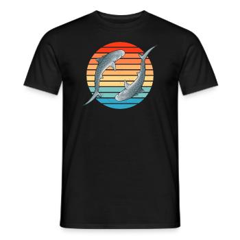 Tiger Shark Retro Sunset - Men's T-Shirt - black - Front - AI Model Male 178 light (178cm)