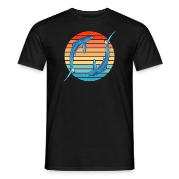 Blue Shark Retro Sunset - Men's T-Shirt - black - Front - AI Model Male 178 light (178cm)