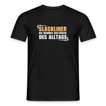 Slackline Slacklife Slacklining - Balance-Profi - Men's T-Shirt - black - Front - AI Model Male 178 light (178cm)
