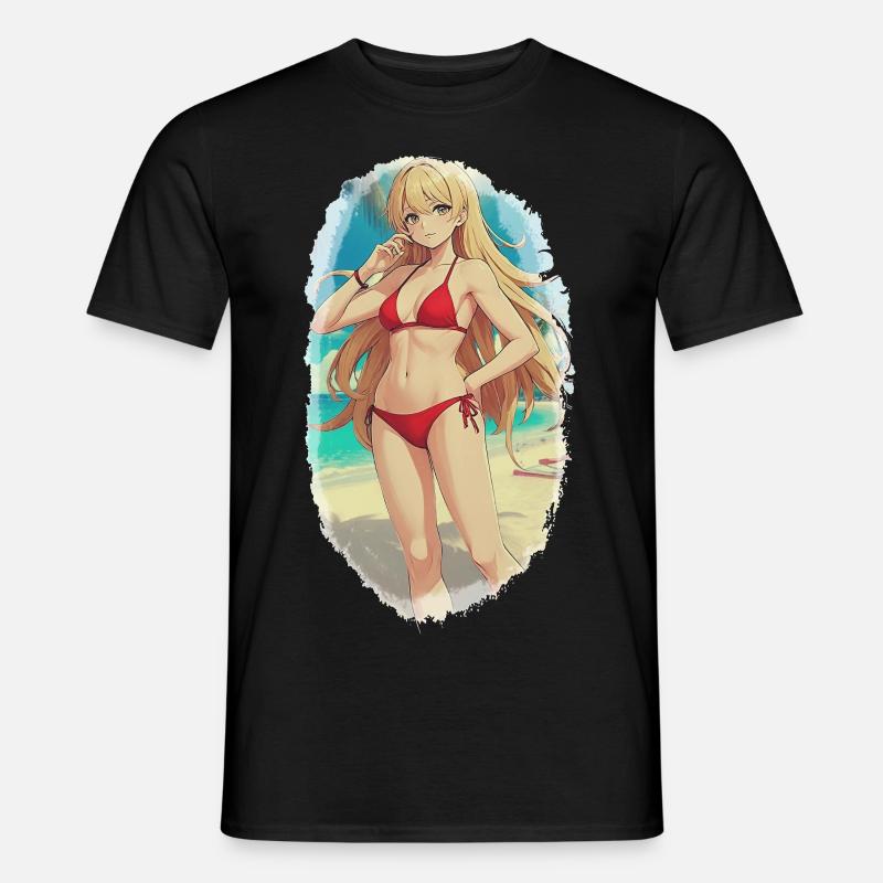 Mädchen am Strand - Männer T-Shirt - Schwarz