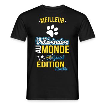 Meilleur Vétérinaire au monde - 100% génial - T-shirt homme - noir - Devant - AI Model Male 178 light (178cm)