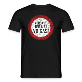 Party T-Shirt - Heit Gib I Voigas! - Männer T-Shirt - Schwarz - Vorne - AI Model Male 178 light (178cm)