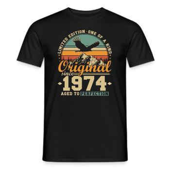 Original depuis 1974 Vintage cadeau d’anniversaire - T-shirt homme - noir - Devant - AI Model Male 178 light (178cm)
