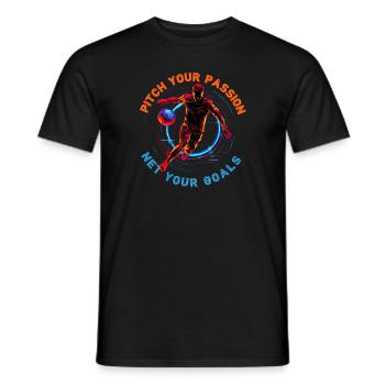 Neon football match, motivational quote - Men's T-Shirt - black - Front - AI Model Male 178 light (178cm)