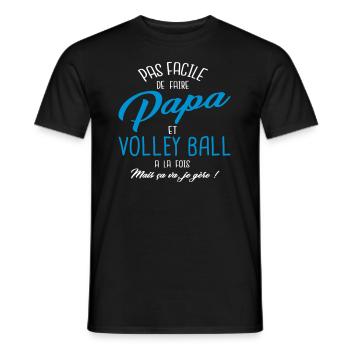 Papa et volley ball - T-shirt homme - noir - Devant - AI Model Male 178 light (178cm)