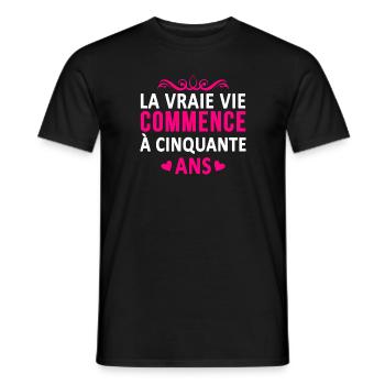 real life begins at age 50 - Men's T-Shirt - black - Front - AI Model Male 178 light (178cm)