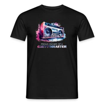 80er 90er Retro Ghettoblaster Vintage Audio Design - Männer T-Shirt - Schwarz - Vorne - AI Model Male 178 light (178cm)