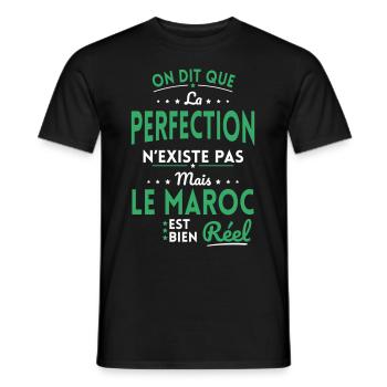 La Perfection n'existe pas le Maroc est bien Réel - T-shirt homme - noir - Devant - AI Model Male 178 light (178cm)
