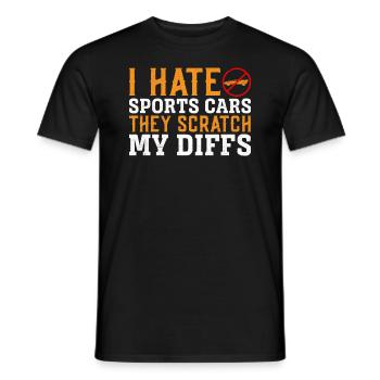 I hate sports cars, they scratch my diffs - Men's T-Shirt - black - Front - AI Model Male 178 light (178cm)