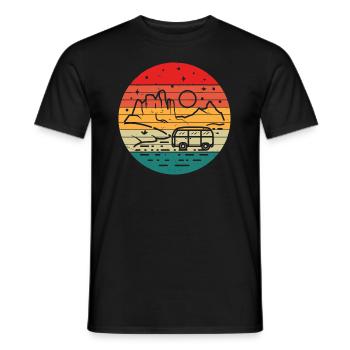 Retro Camper Bus Caravan Vintage Camper Graphic - Men's T-Shirt - black - Front - AI Model Male 178 light (178cm)