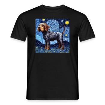 German Wirehaired Starry Night - Men's T-Shirt - black - Front - AI Model Male 178 light (178cm)