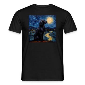 Flat Coated Retriever Starry Night - Men's T-Shirt - black - Front - AI Model Male 178 light (178cm)