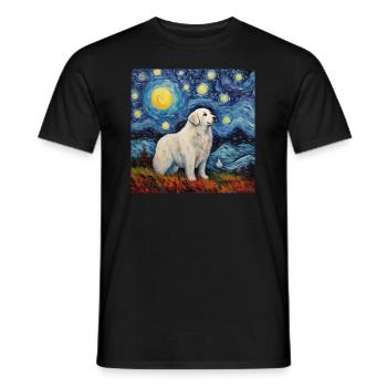 Pyrenean Mountain Dog Starry Night - Men's T-Shirt - black - Front - AI Model Male 178 light (178cm)