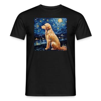 Golden Retriever Nuit étoilée - T-shirt homme - noir - Devant - AI Model Male 178 light (178cm)