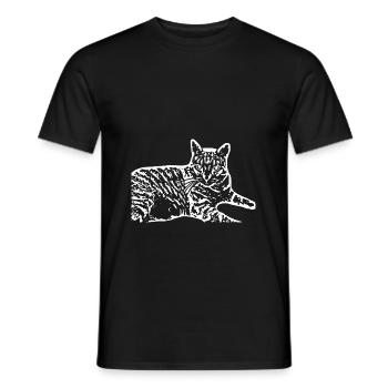 Chat Blanc Blanc Chats - T-shirt homme - noir - Devant - AI Model Male 178 light (178cm)