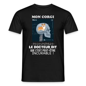 Corgi radiographie Humour Propriétaire De Chien - T-shirt homme - noir - Devant - AI Model Male 178 light (178cm)