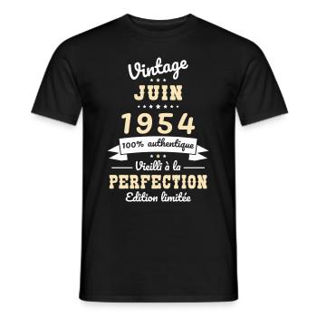 70th Anniversary - Vintage - June 1954 - Men's T-Shirt - black - Front - AI Model Male 178 light (178cm)