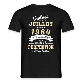40-jähriges Jubiläum - Jahrgang - Juli 1984 - Männer T-Shirt - Schwarz - Vorne - AI Model Male 178 light (178cm)