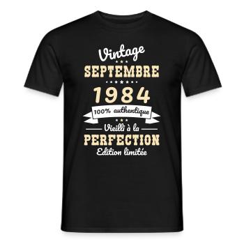 40 Jahre Jubiläum - Jahrgang - September 1984 - Männer T-Shirt - Schwarz - Vorne - AI Model Male 178 light (178cm)