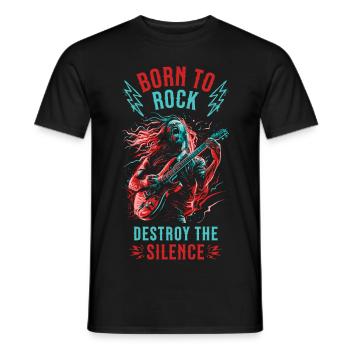 Gitarrist E-Gitarre Rock Punk Metal Splash Neon - Männer T-Shirt - Schwarz - Vorne - AI Model Male 178 light (178cm)