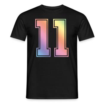 11 Zahl Bunt - Männer T-Shirt - Schwarz - Vorne - AI Model Male 178 light (178cm)