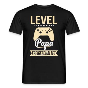 Level Papa freigeschaltet - Geschenkidee Vatertag - Männer T-Shirt - Schwarz - Vorne - AI Model Male 178 light (178cm)