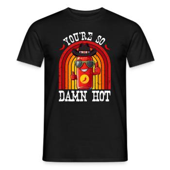 You re So Damn Hot Funny Cowboy Hot Sauce - Men's T-Shirt - black - Front - AI Model Male 178 light (178cm)