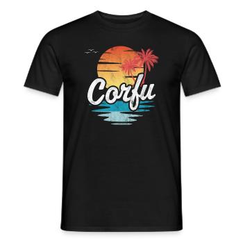 Korfu - Männer T-Shirt - Schwarz - Vorne - AI Model Male 178 light (178cm)