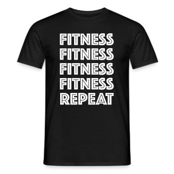 Fitness, Repeat | Bodybuilding, Gym, Health - Men's T-Shirt - black - Front - AI Model Male 178 light (178cm)