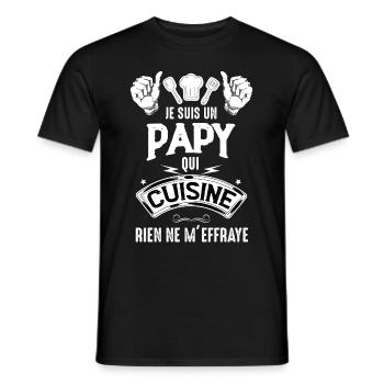 Papy A La Cuisine Le Top Humour Papy Cuisinier - T-shirt homme - noir - Devant - AI Model Male 178 light (178cm)