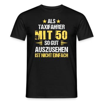 At 50, good-looking taxi driver - Men's T-Shirt - black - Front - AI Model Male 178 light (178cm)
