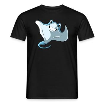 Cute Cartoon Stingray - Men's T-Shirt - black - Front - AI Model Male 178 light (178cm)