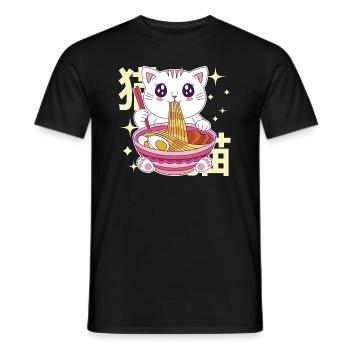Ramen Katze Kawaii Nudeln Japanische Ramen Katze - Männer T-Shirt - Schwarz - Vorne - AI Model Male 178 light (178cm)