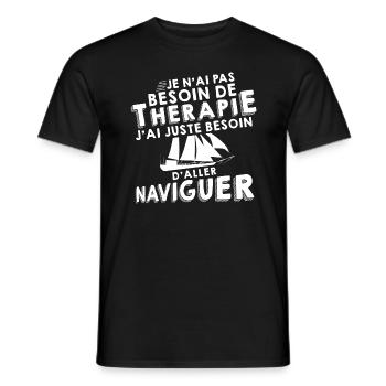 Thérapie - naviguer - T-shirt homme - noir - Devant - AI Model Male 178 light (178cm)
