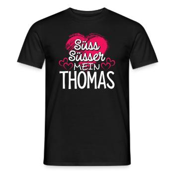 THOMAS - süss - Männer T-Shirt - Schwarz - Vorne - AI Model Male 178 light (178cm)