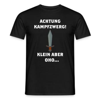 Achtung Kampfzwerg mit Schwert, klein aber oho... - Männer T-Shirt - Schwarz - Vorne - AI Model Male 178 light (178cm)