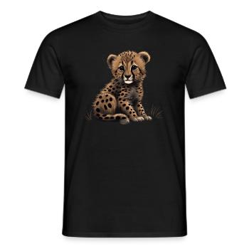 Baby Gepard Wildkatze Tiere Afrika Wildnis - Männer T-Shirt - Schwarz - Vorne - AI Model Male 178 light (178cm)