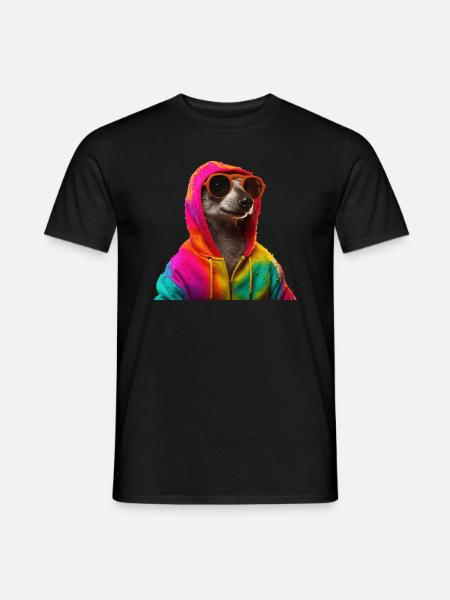 Erdmännchen mit Sonnenbrille Bunt Coole Tiere - Männer T-Shirt - Schwarz