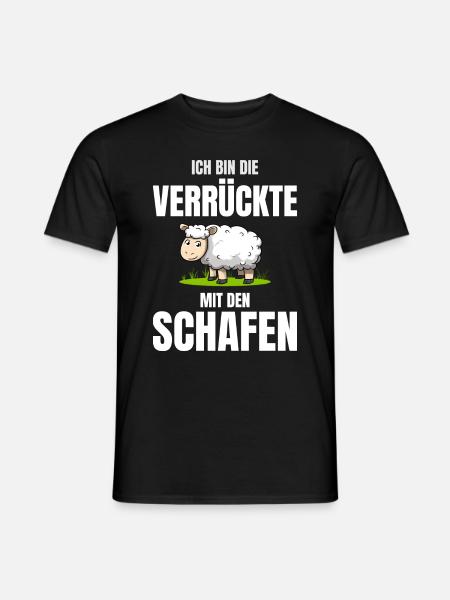 Ich Bin Die Verrückte Mit Den Schafen Schäferin - Männer T-Shirt - Schwarz