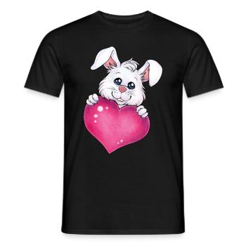 Niedlicher Hase Herz Liebe Geschenk Valentinstag - Männer T-Shirt - Schwarz - Vorne - AI Model Male 178 light (178cm)