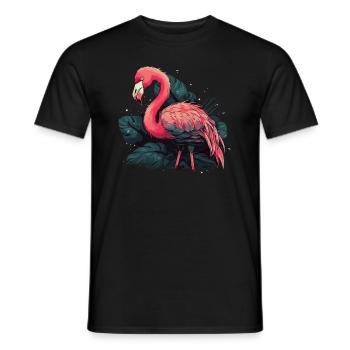 Flamingo Vogel Natur Tiere Wildnis Tropisch - Männer T-Shirt - Schwarz - Vorne - AI Model Male 178 light (178cm)
