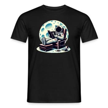 Astronaute lisant un livre dans l’espace - T-shirt homme - noir - Devant - AI Model Male 178 light (178cm)