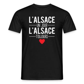 L'alsace un jour l'alsace toujours habitant alsace - T-shirt homme - noir - Devant - AI Model Male 178 light (178cm)