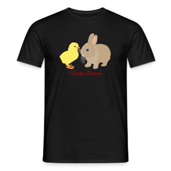 Hase Kücken, Frohe Ostern - Männer T-Shirt - Schwarz - Vorne - AI Model Male 178 light (178cm)