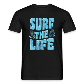 Surfen, Surf the life, B - Männer T-Shirt - Schwarz - Vorne - AI Model Male 178 light (178cm)