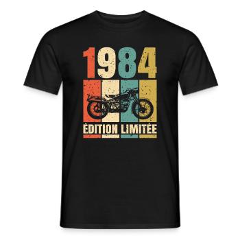 1984 Anniversaire Motard Vintage Cadeau Moto - T-shirt homme - noir - Devant - AI Model Male 178 light (178cm)